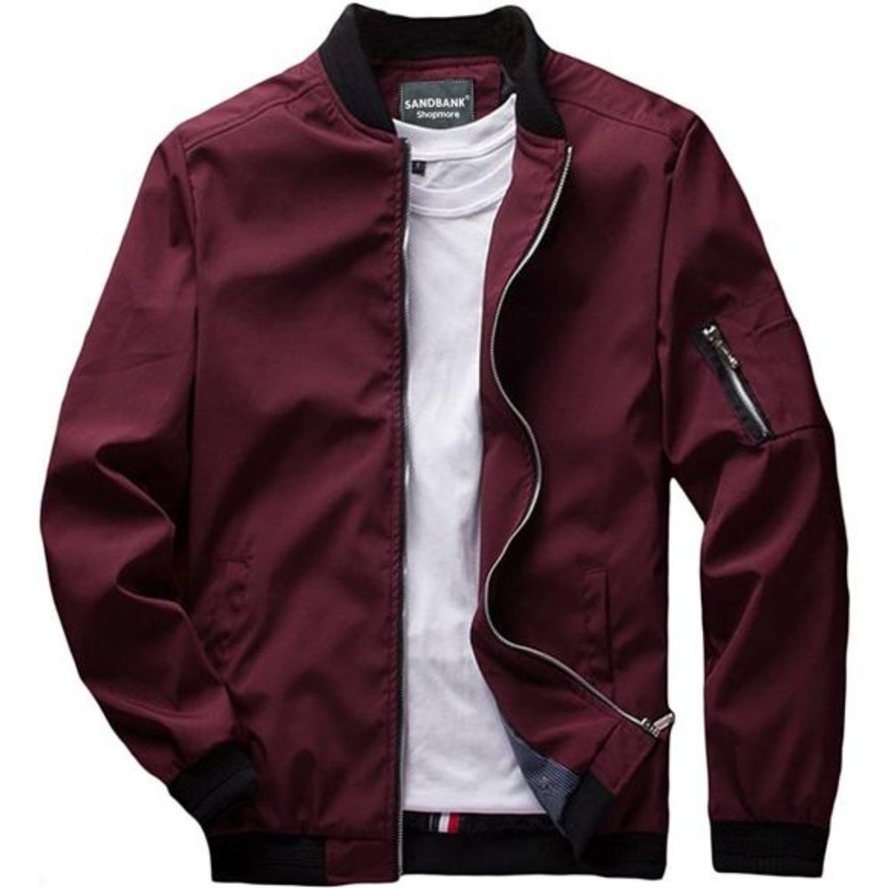 Men's Slim Fit Lightweight Softshell Flight Bomber Jacket Coat